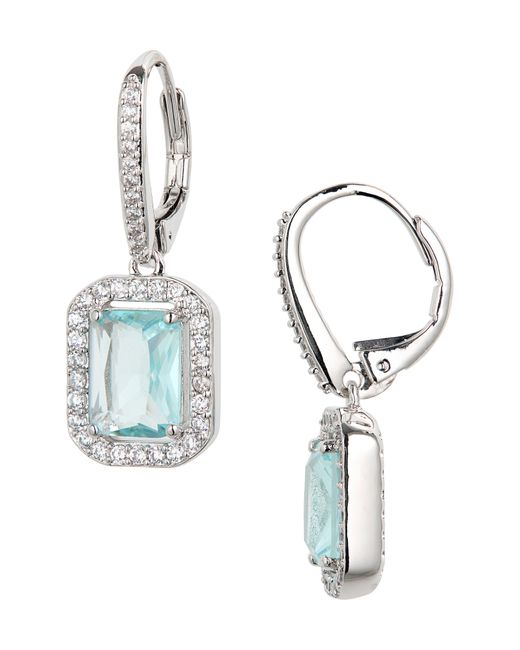 Nadri White Aqua Crystal & Cubic Zirconia Halo Drop Earrings