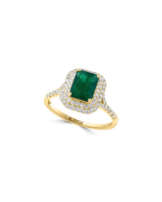 Effy Green 14k Yellow Gold Diamond & Emerald Cocktail Ring