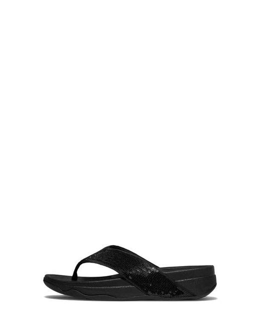 Fitflop Black Surfa Sequin Post Toe Sandal