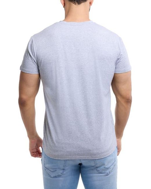 Xray Jeans Gray Split Neck Cotton Spandex T-Shirt for men