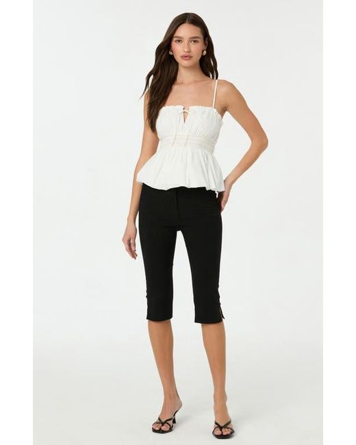 Astr White Bubble Hem Prairie Peplum Camisole