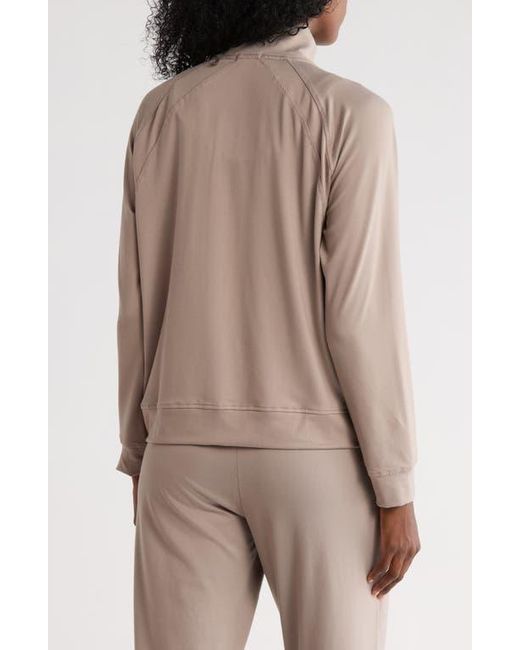Barefoot Dreams Brown Malibu Collection Butterchic Mock Neck Jacket
