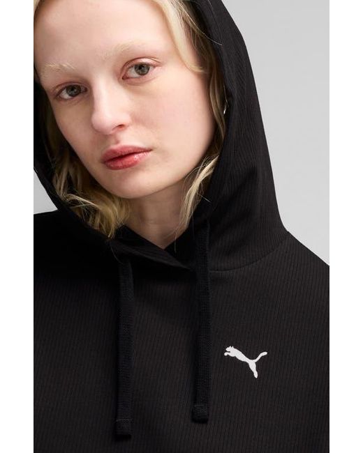 PUMA Black Essential Comfort Rib Hoodie