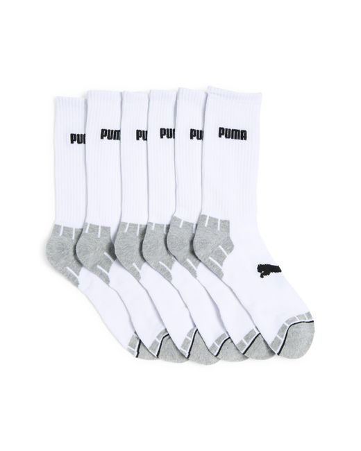 PUMA White Half Terry Athletic Crew Socks for men