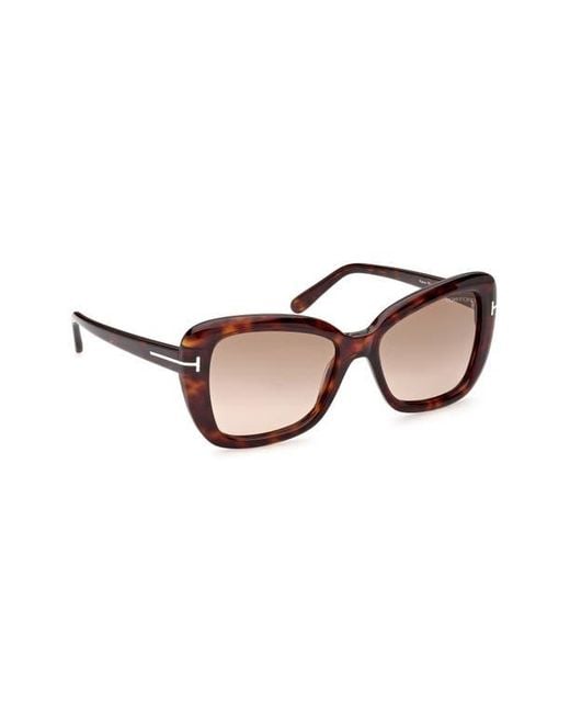 Tom Ford Brown Maeve 55Mm Gradient Polarized Butterfly Sunglasses