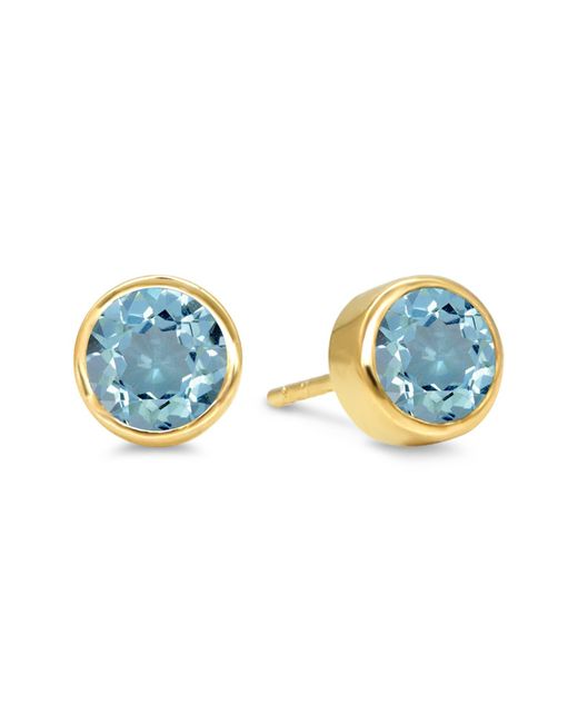 DEVATA Metallic 18k Yellow Gold Plated Sterling Silver Round-cut Topaz Stud Earrings At Nordstrom Rack