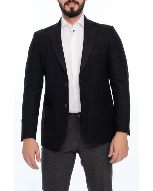 VELLAPAIS Black Solid Sport Coat for men