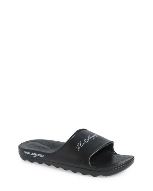 Karl Lagerfeld Black Signature Slide Sandal for men