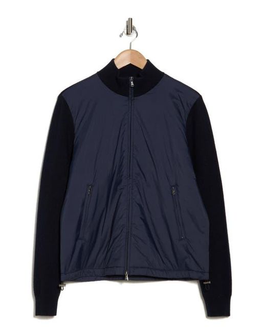 Bruno Magli Blue Wool & Nylon Zip Jacket for men