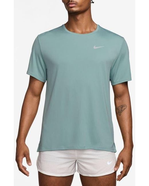 Nike Green Dri-Fit Uv Miler Short Sleeve Running Top for men