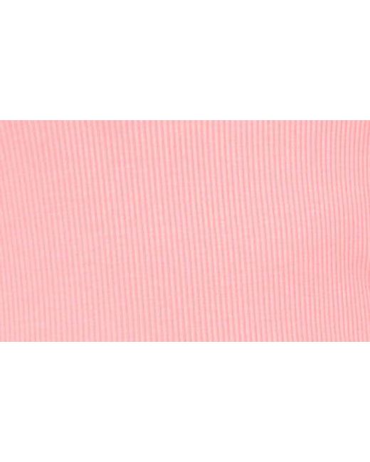 1.STATE Pink Flutter Sleeve Rib Top
