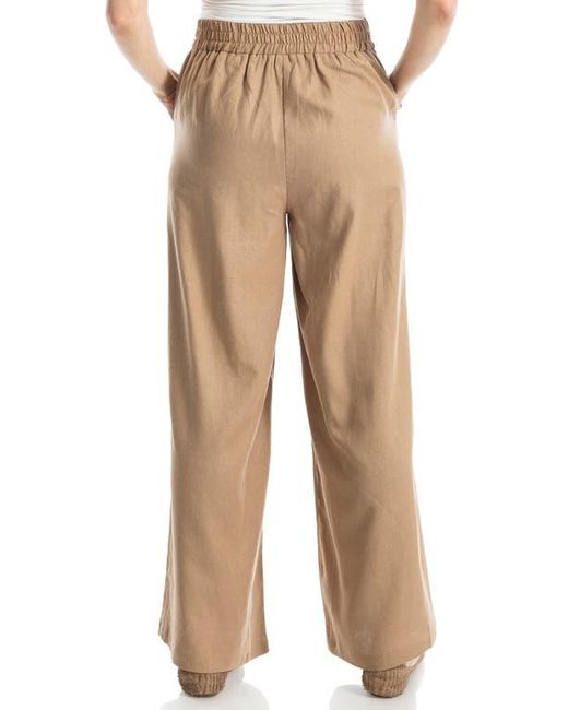 Max Studio Natural Stripe High Waist Linen & Cotton Pants