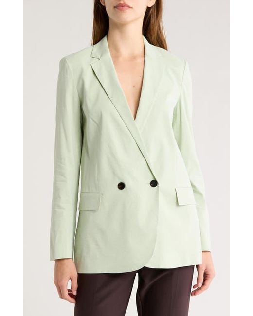Theory Green Double Breasted Linen Blend Jacket