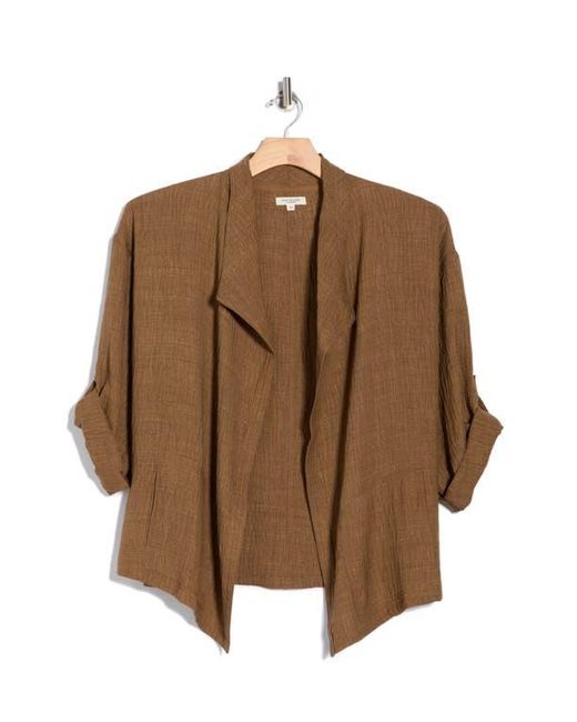 Max Studio Brown Textured Open Front Jacket