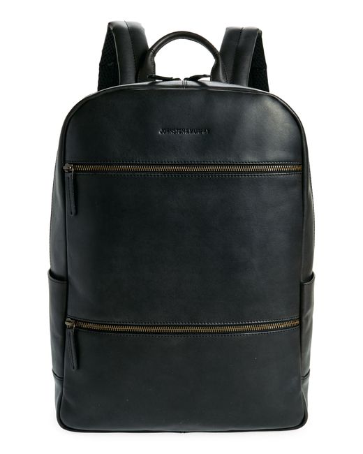 Johnston & Murphy Black Leather Backpack for men