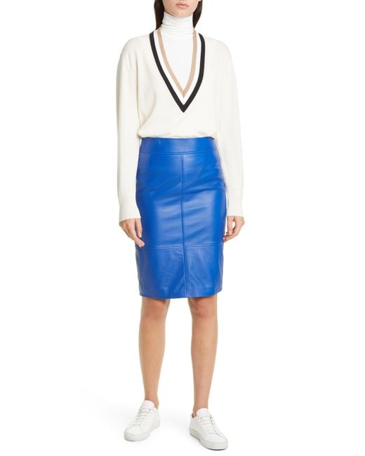 Boss Blue Selrita Leather Skirt