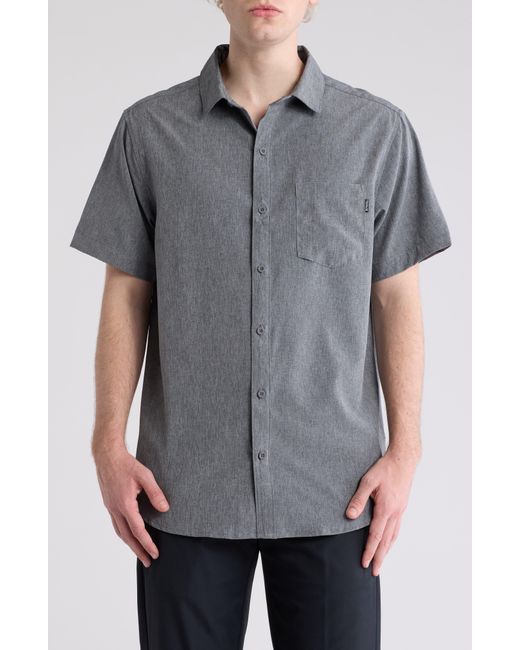Hurley Gray Slub Short Sleeve Woven Shirt for men