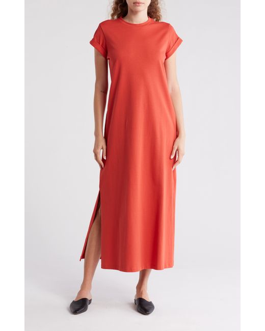 AllSaints Red Ann Short Sleeve Cotton Maxi Dress