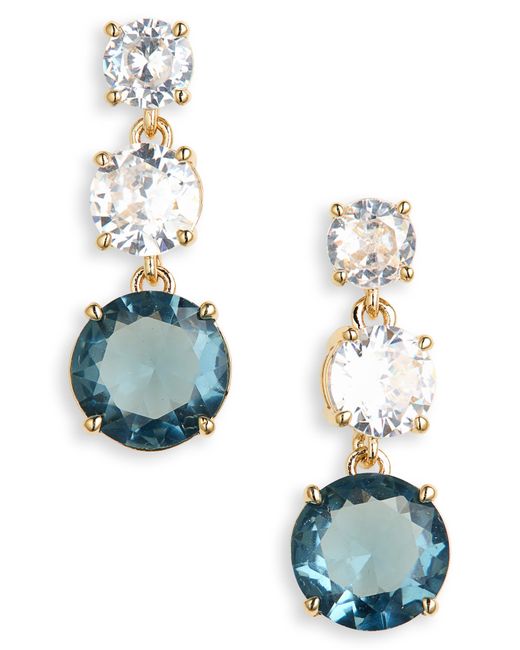 Nadri Blue Cubic Zirconia & Crystal Triple Drop Earrings