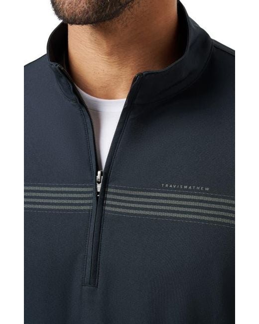 Travis Mathew Blue Quick Jaunt Quarter Zip Pullover for men