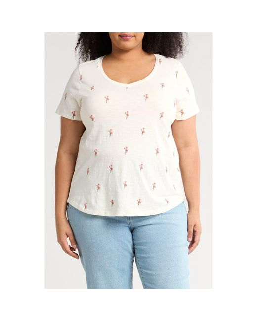Lucky Brand White Embroidered Cotton T-Shirt