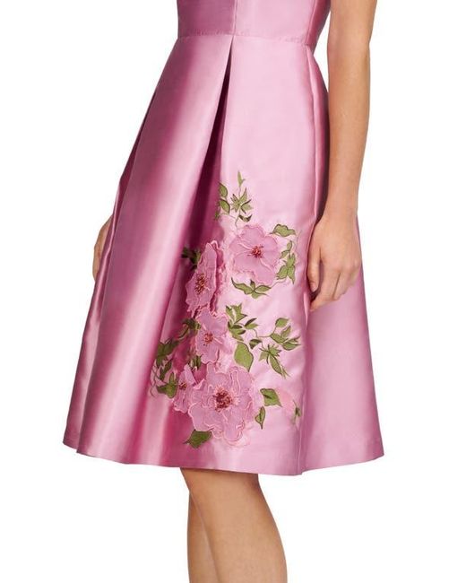 Kay Unger Pink Rebekah Sleeveless Satin Cocktail Dress