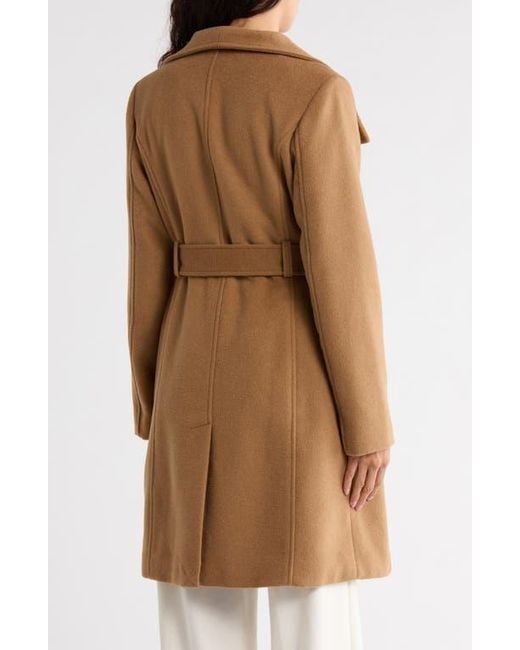 Bernardo Brown Wool Blend Wrap Coat