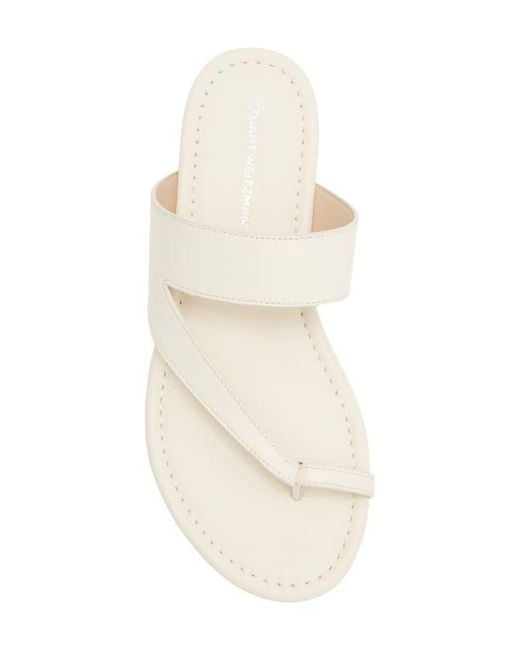 Stuart Weitzman White Remy Toe Strap Sandal