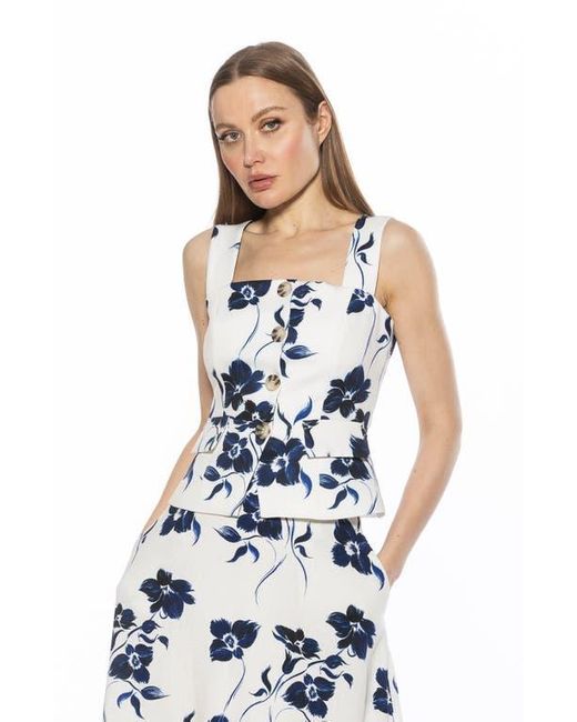 Alexia Admor Blue Poelne Button Front Vest Top