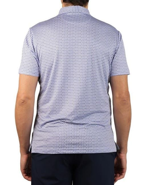 Tailorbyrd Blue Nested Diamond Print Performance Polo for men