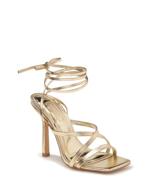 TOPSHOP Metallic Salda Wrap Strappy Stiletto Sandal In Gold At Nordstrom Rack