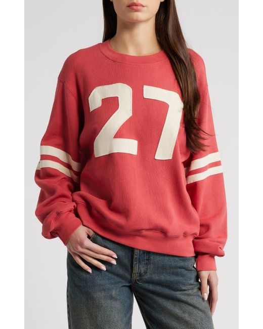 Daydreamer Red Cotton Blend Varsity Sweatshirt