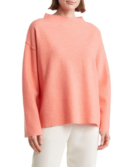 Eileen Fisher Pink Funnel Neck Wool Sweater