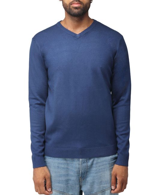 Xray Jeans Synthetic Vneck Rib Knit Sweater In Ink Blue At Nordstrom
