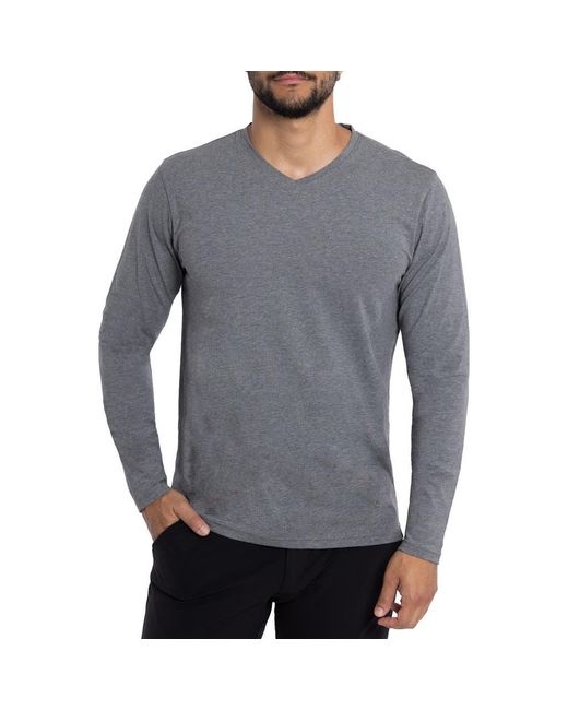 Xray Jeans Gray V-Neck Long Sleeve T-Shirt for men