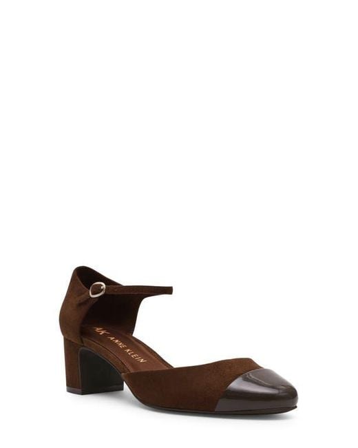 Anne Klein Brown Picus Ankle Strap Pump