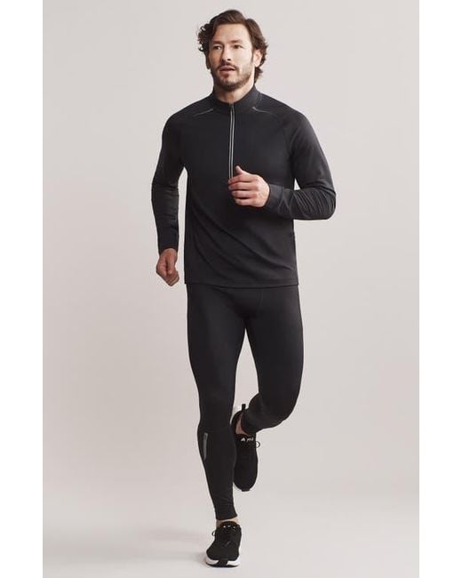 Rhone Black Thermal Run Fleece Tights for men