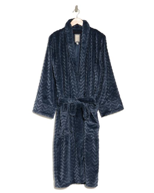 Daniel Buchler Plush Herringbone Fleece Robe in Blue for Men | Lyst
