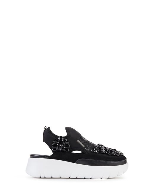 Karl Lagerfeld Black Mika Crystal Slip-on Platform Sneaker