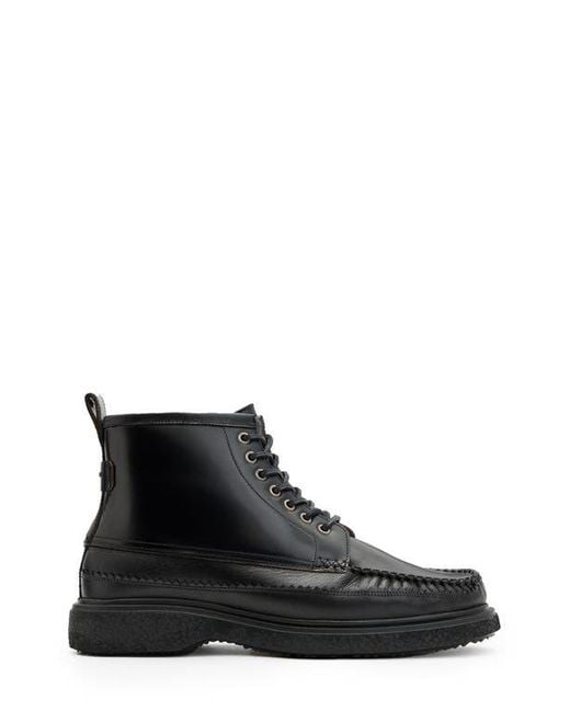 AllSaints Black Gibbs Moc Toe Boot for men