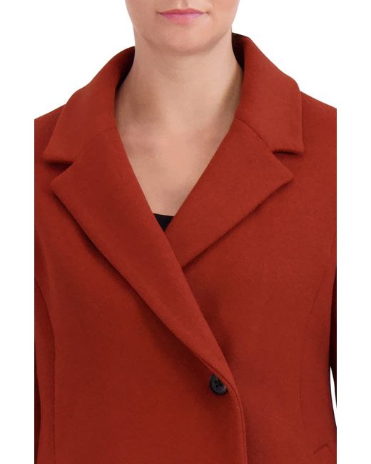 Cole Haan Red Asymmetric Button Wool Blend Coat