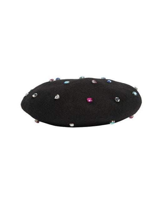 Kate Spade Black Embellished Wool Blend Beret