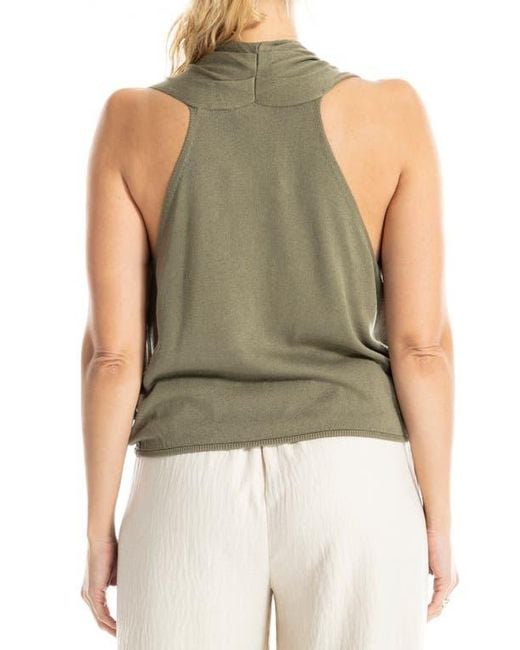 Max Studio Green Drape Front Top