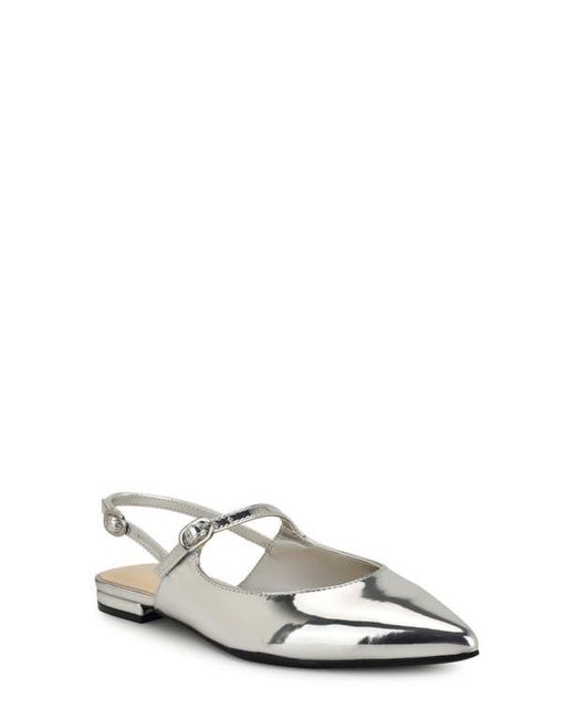 Nine West White Daved Pointed Toe Slingback Flat