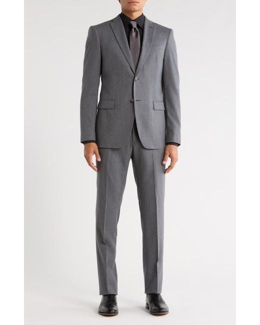 John Varvatos Gray Solid Two-Button Notch Lapel Wool Blend Suit for men