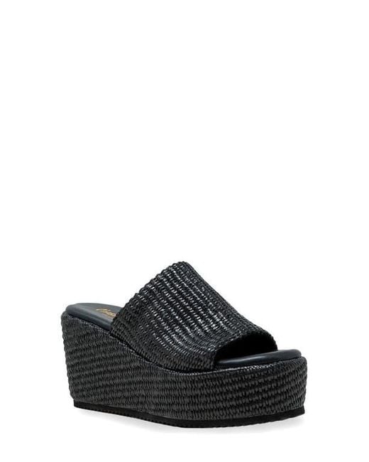 In Touch Footwear Black Evani Raffia Wedge Platform Sandal