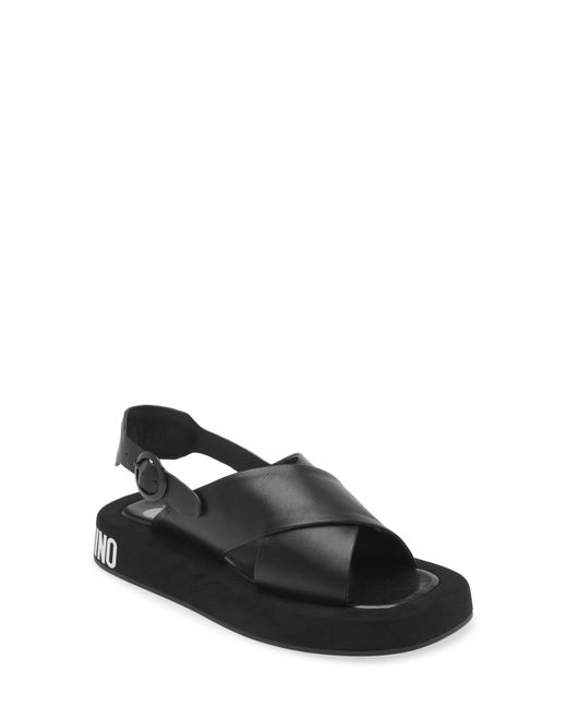 Love Moschino Black Logo Ankle Strap Sandal