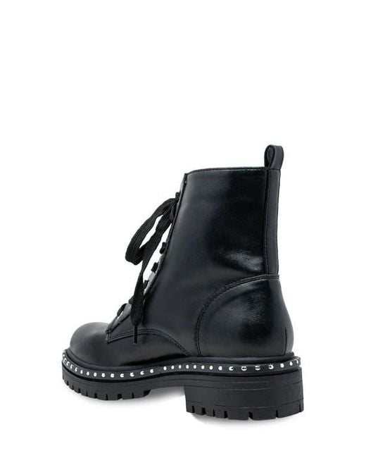 In Touch Footwear Black Mira Studded Lug Combat Boot