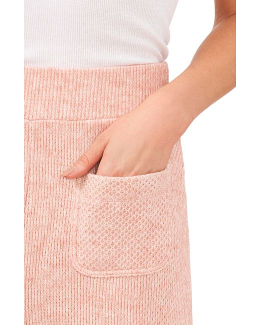 Cece Pink Rib Knit Flare Leg Pants