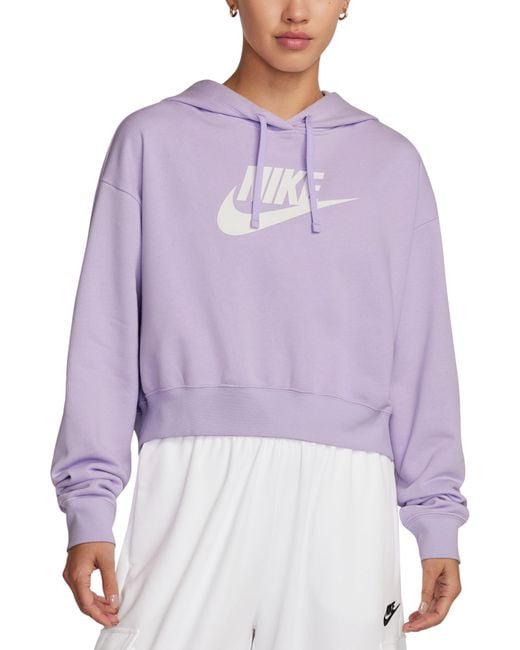 Nike Purple Sportswear Club Fleece Crop Hoodie Sweatshirt